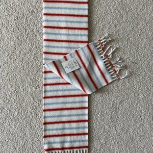 -White 44 inches long x 6 inches wide soft woolen muffler 2.5 inches tassels new